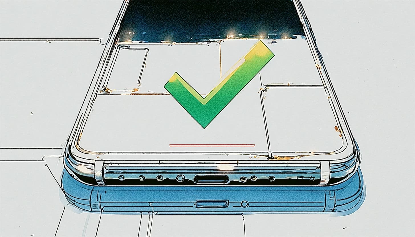 Smartphone with compliance check mark